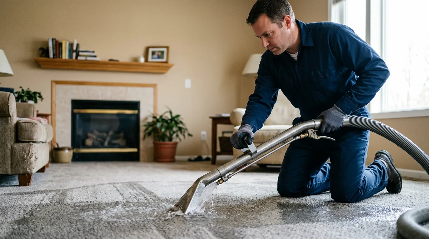 Water damage restoration technician working near Putnam, TX